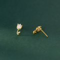 wholesale 925 Sterling Silver New Mini Tulip Flower Ear Studs, Korean Style, Chic And Unique-0-2