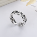 wholesale S925 Sterling Silver Retro Geometric Irregular Open Ring with a Unisex and Trendy Style-0-1