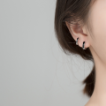 wholesale S925 silver black and white drip glaze ear clips Korean version minimalist and stylish small hoop earrings cartilage stud earrings E7020-0-7