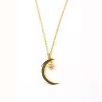 wholesale 925 Sterling Silver January To December Birthstone Zircon Star And Moon Necklace Elegant And Creativehot-selling Collarbone Chain-Gold-Opal 925 Silver