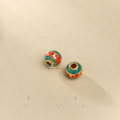wholesale S925 silver gold-plated enamel cloisonné sun moon stars lion dance round bead spacer bead DIY silver jewelry accessories-0-8