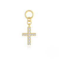 wholesale S925 Sterling Silver Rhinestone Cross Charm Drop Earrings, Versatile Accessories For Women-Single gold 925 silver