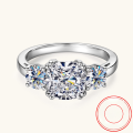 wholesale S925 Sterling Silver Plated with K Gold, 35ct D Color Moissanite Three-Stone Ring for Women, European and American Hit Wholesale-0-0