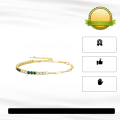 wholesale S925 sterling silver jewelry with green and white shiny zirconia tennis bracelet paperclip chain bracelet-0-2