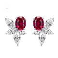 wholesale S925 Silver New High Carbon Diamond Stud Earrings 6*8 Simulated Pigeon Blood Red Earrings for Women,ins。-0-0