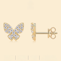 wholesale [] 925 Gold Plated European and American New Small Design Earrings for Women, Ins Style Fashion Butterfly Moissanite Stud Earrings-0-0