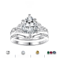 wholesale S925 Sterling Silver 2-Carat Pear-Shaped Moissanite Ring Set for Women, High-End Silver Jewelry Wholesale-0-0