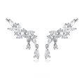 wholesale 925 Sterling Silver Leaf Earrings with Zirconia, Ins Light Luxury High-End European and American Style Earrings for Women-0-0