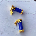 wholesale S925 Gold Plated Inlaid Natural Lapis Lazuli Accessories DIY Bracelet Necklace Ornament Spacer Beads Handmade Cord Accessories-0-8