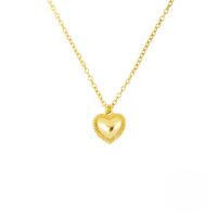 wholesale S925 Sterling Silver Fashion Small Heart Collarbone Necklace, A Trendy European Creative Heart-shaped Pendant Accessory-Gold