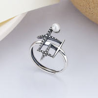 wholesale S925 Sterling Silver Korean Dongdaemun Trendy Meteor Design Pearl-Inlaid Exaggerated Index Finger Open Ring-YJ396/approx. 2.7g Adjustable opening