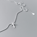 wholesale S925 Silver Cross Necklace with Sparkling Beaded Chain and Round Pearls, Elegant Women's Collarbone Chain D8609-0-0