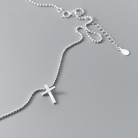 wholesale S925 Silver Cross Necklace with Sparkling Beaded Chain and Round Pearls, Elegant Women's Collarbone Chain D8609-S925 Silver Necklace 925 Silver