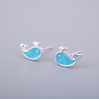 wholesale S925 Sterling Silver Maker's Handmade Enamel Colored Whale Stud Earrings, Minimalist Niche Design Cool Gift for Women-Little Whale Earrings>925 Silver