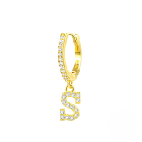 wholesale S925 Sterling Silver Single 26-letter Alphabet Ear Hoop,ins-Gold S