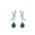 wholesale Gold Plated 925 Silver Artificially Synthetic Simulated Emerald Stud Earrings for Women, Hot Sale on Douyin and Kuaishou Live-0-5