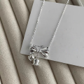 wholesale S925 Sterling Silver Bow Lily of the Valley Minimalist Necklace Fashion Luxury Versatile Niche Design Collarbone Jewelry-0-2