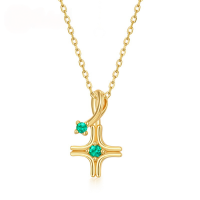 wholesale S925 Silver New Simple Geometric Star Pendant Women's Choker Lab-Grown Emerald Necklace Wholesale from Manufacturer-10K gold + swimming paint (excluding chain)  925 silver