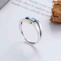 wholesale S925 Sterling Silver Double Layer European and American Fashion OL Minimalist Ins Geometric Rectangle Personality Elegance Ring-YJ1163/approx. 4.9g Adjustable opening