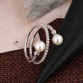 wholesale S925 silver wire design pearl ring for women, open adjustable ring with twist design, trendy Temu new accessory-0-2