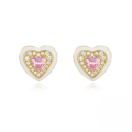 wholesale 925 Sterling Silver New Heart-shaped Colorful Zircon Enamel Drop Earrings,-0-6