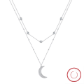 wholesale 925 Sterling Silver Jewelry, 14K Gold Plated Moon Pendant Double Layer Chain, Factory Direct Wholesale-0-3