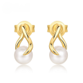 wholesale S925 Sterling Silver French-style Light Luxury Natural Freshwater Pearl Cross Earrings, Artistic and Elegant Three-Dimensional Teardrop Earrings for Wholesale-0-0