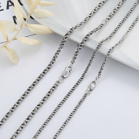 wholesale S925 Sterling Silver Retro Distressed Interwoven Twist Chain Versatile for DIY Matching Collarbone Necklace and Sweater Pendant-2.3mm twist chain 45+5 about 9.5g 925 silver
