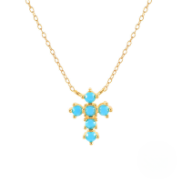 wholesale S925 Sterling Silver Geometric Turquoise Cross Teardrop Collarbone Necklace, Fashionable And Minimalist-Gold-Cross Necklace