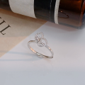 wholesale S925 Sterling Silver Korean Fashion Love Ring for Women, Small Batch Design, High-End Sense, Adjustable Open Ring-0-1