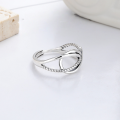 wholesale S925 silver retro vintage geometric twist line creative niche design open ring-0-2