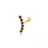 wholesale S925 Sterling Silver Single Threaded Stud Earring, Cross-border Hot Seller, Fashionable Single Row Zircon Accent-Gold-Black Diamond