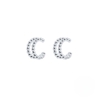 wholesale S925 Sterling Silver Double-point Screw Thread Ballpoint Pen Ear Cuffs, Korean Style Hot-selling Non-piercing Ear Clip-Platinum