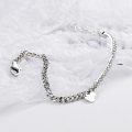 wholesale Sterling Silver S925 Retro English Letter Heart Pendant Thin Chain Bracelet Simple Elegant Korean Style Fashionable Personality Bangle-0-1