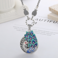 wholesale S990 Silver Chaocheng National Style Intricate Openwork Double-sided Peacock Design Single-sided Epoxy DIY Pendant Accessory-0-3