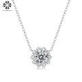 wholesale S925 silver pendant moissanite ice crystal snowflake necklace sunflower pendant with chain Panyu factory direct wholesale-0-1