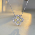wholesale S925 Sterling Silver Four-Leaf Clover Necklace Women's Pendant Collarbone Chain Yellow Diamond Full Diamond Link Amazon Cross-Border Best-Seller Jewelry Wholesale-0-3