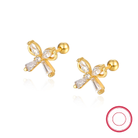 wholesale S925 Sterling Silver Zircon Bow Nut Screw Ear Stud, Small Design, High-End Feel, Ear Cartilage Earring-Platinum 925 silver