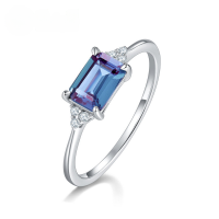 wholesale 925 Silver New Fashion Simple Alexandrite Ring Ins Style High-end Feel Women's Source Factory-Thick Silver Platinum US6#