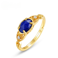 wholesale S925 sterling silver Japanese-style new lightweight luxury fashion forest night sky natural lapis lazuli ring for women, vintage and niche-lapis lazuli