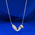 wholesale S925 silver necklace, fashionable and youthful playful bunny ears pendant, 40+5cm chain length, versatile for daily wear, best-selling-0-2