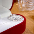 wholesale S925 Sterling Silver Korean Version Ins Star and Pearl Ring, Light Luxury Niche Design Elegant Thin Adjustable Open Ring-0-0