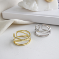 wholesale S925 Sterling Silver Korean-style INS Minimalist Cross Double-layer Open Line Ring for Women-0-1