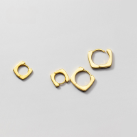 wholesale S925 Sterling Silver Korean Style Smooth Geometric Round-Edged Square Ear Clasps for Women, Small Fresh and Sweet Ear Accessories G9290-S925 silver pair of silver small 925 silver