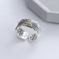 wholesale S925 Sterling Silver Distressed God's Eye Pattern Heavy Craftsmanship Irregular Texture Open Ring for Men-YFJ550/approx. 9.6g Adjustable opening