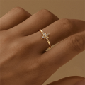 wholesale S925 Sterling Silver Octagram Ring With Inlaid Zircons, A Light Luxury Classic-0-1