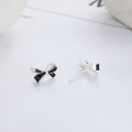 wholesale S925 Sterling Silver Korean-style Black Resin Bow Fashionable Niche Elegant Design Versatile Stud Earrings-0-1