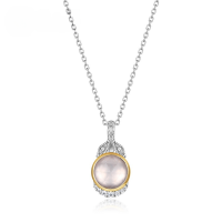 wholesale S925 sterling silver gold-plated retro Korean-Japanese style natural rose quartz pendant choker necklace with exquisite luxury for women-Natural Rose Quartz (Pendant without chain)  925 Silver