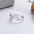 wholesale S925 Silver Fashion Retro Korean-Style Geometric Cross-Border Ins Style Creative Niche Design Open Ring-0-2