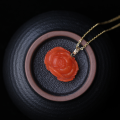wholesale 18K Gold with Certificate Inlaid with South Red Agate Pendant, Vintage Chinese Style Natural Red Gemstone Peony Carving Pendant-0-1